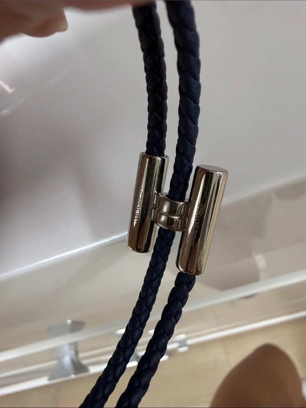 Hermes Mens Tournis Tresse bracelet navy